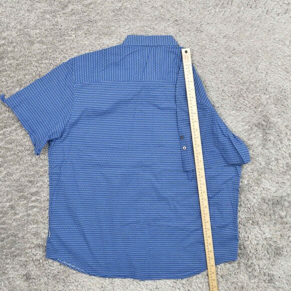 Calvin Klein Men's XL Button Shirt Short Sleeve Geometric Blue Modern Geometric - Picture 6 of 8